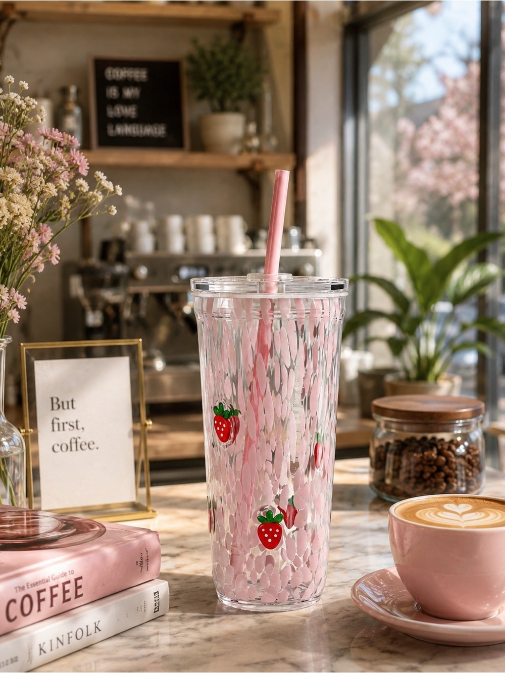 Strawberry Starbucks Glass NEW!!